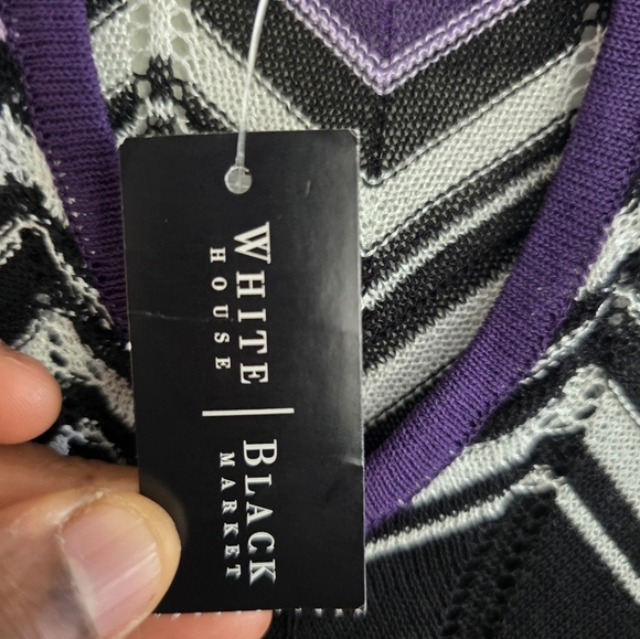 WHBM Blouse Women Sz L Long Sleeve Color Block Pleated Lace Cut Out Colorful - Picture 5 of 12